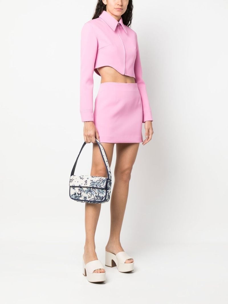 Blue Tommy Embroidered Beaded Shoulder Bag