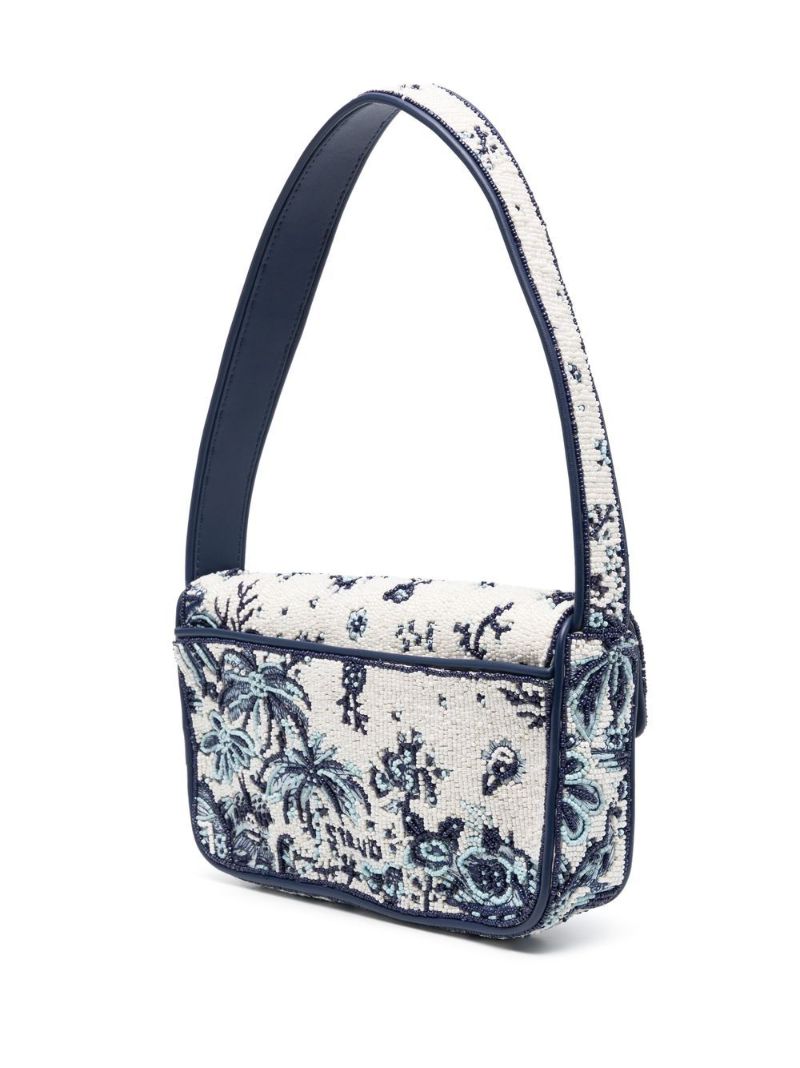 Blue Tommy Embroidered Beaded Shoulder Bag