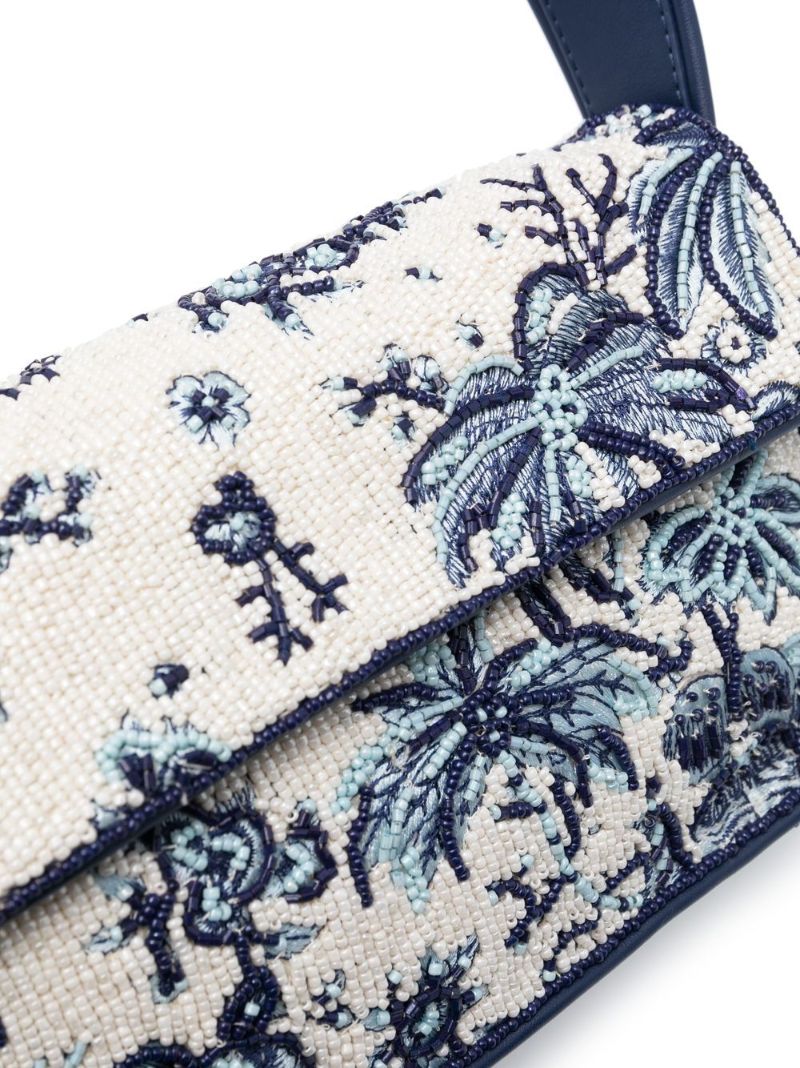 Blue Tommy Embroidered Beaded Shoulder Bag