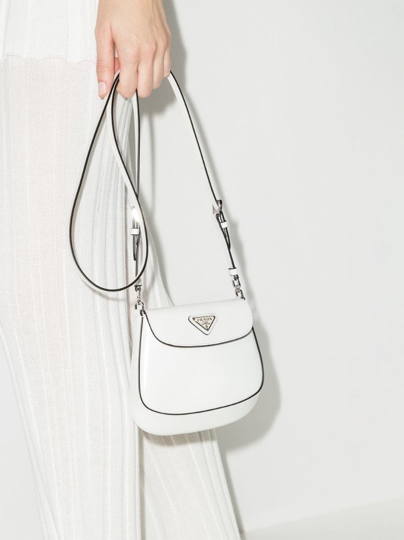 White Cleo Mini Leather Shoulder Bag