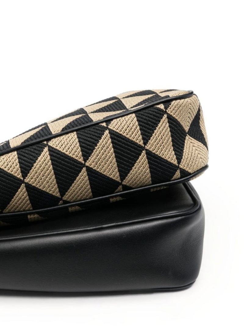 Black Triangle Logo Jacquard Shoulder Bag