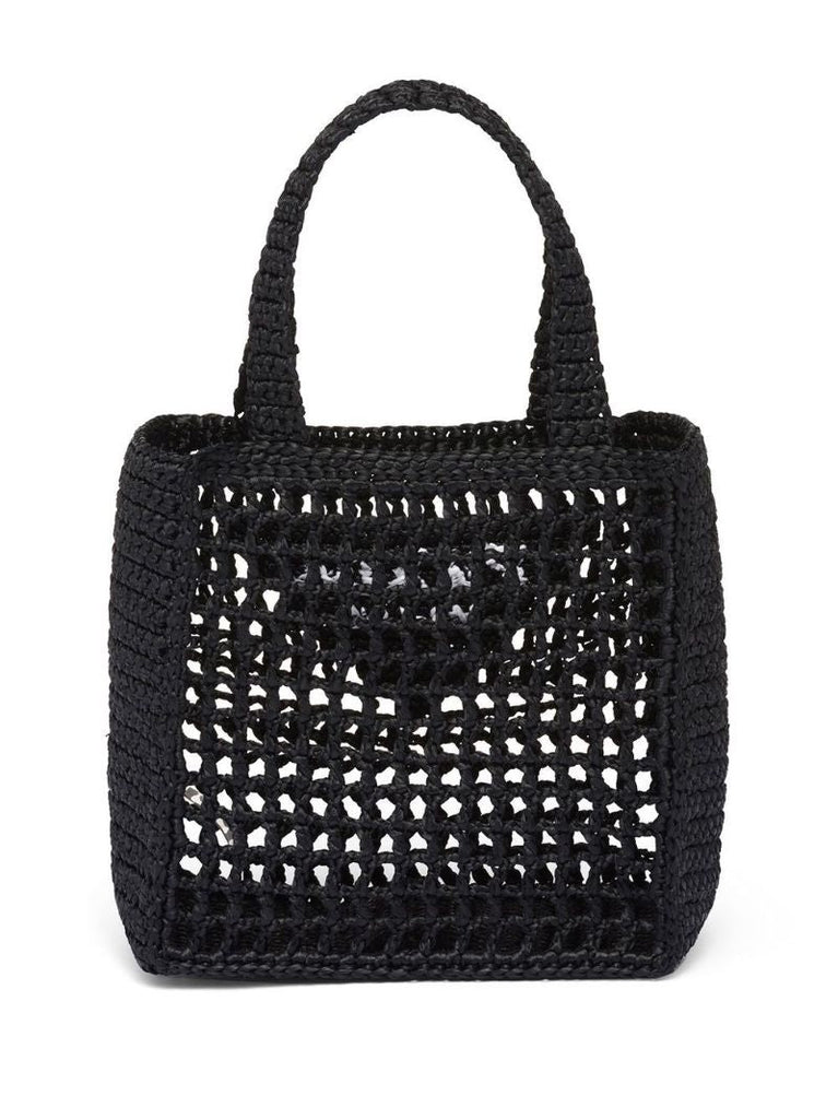 Black Small Crochet Tote Bag