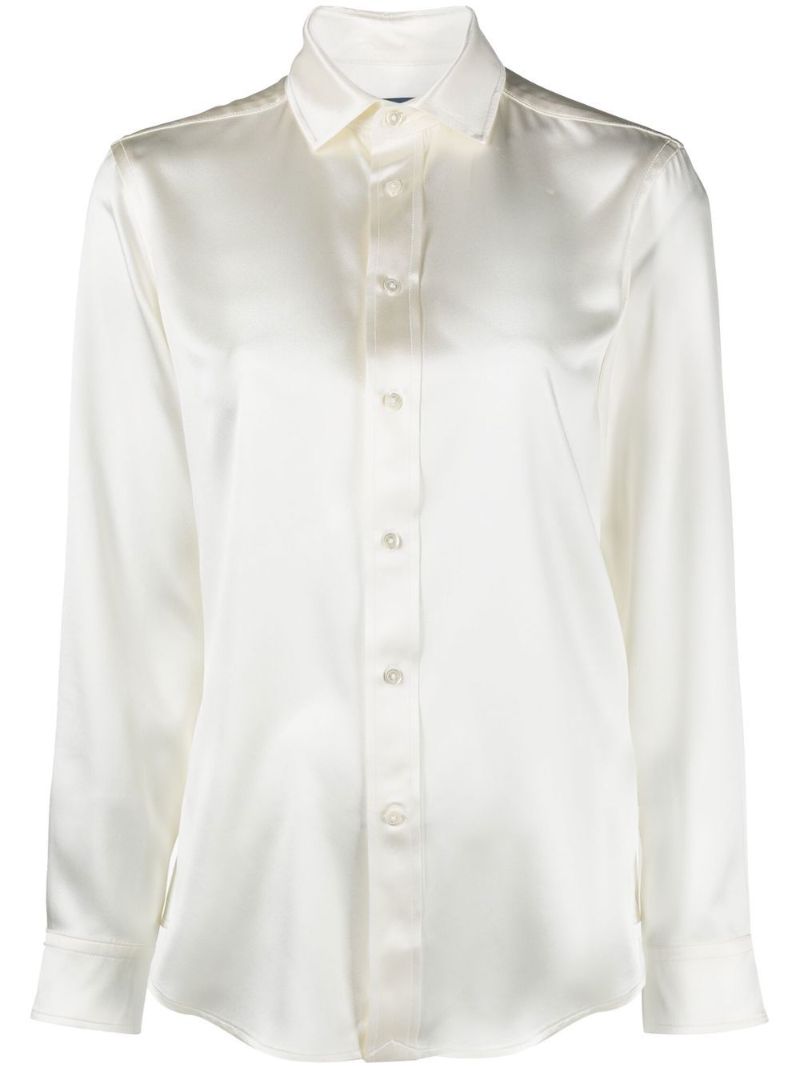 White Spread-collar Silk Shirt