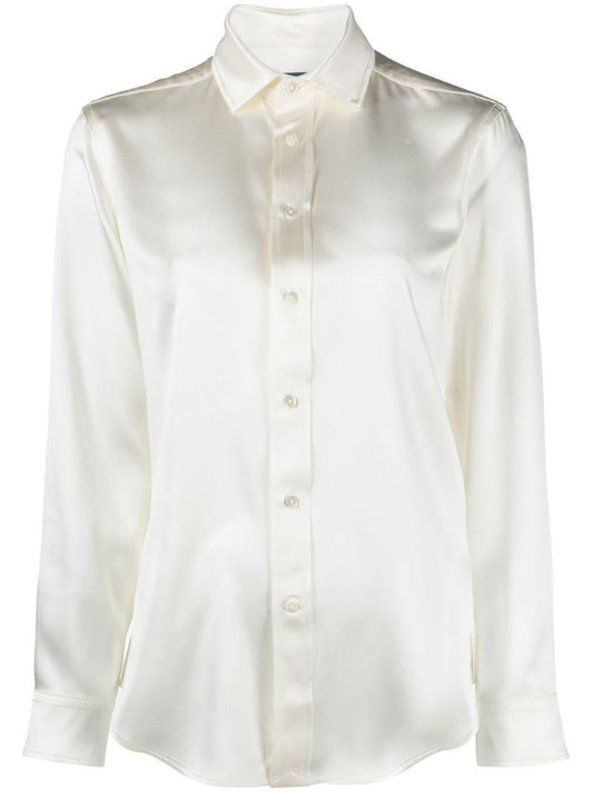 White Spread-collar Silk Shirt
