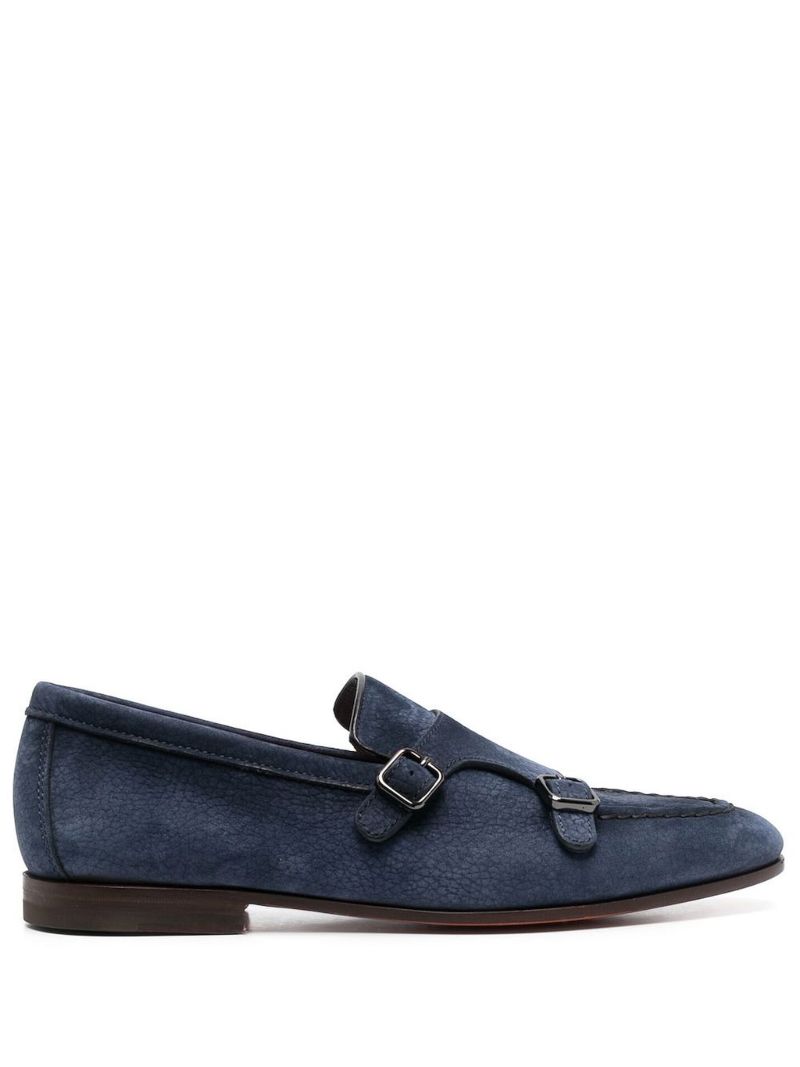 Blue Suede Monk Shoes