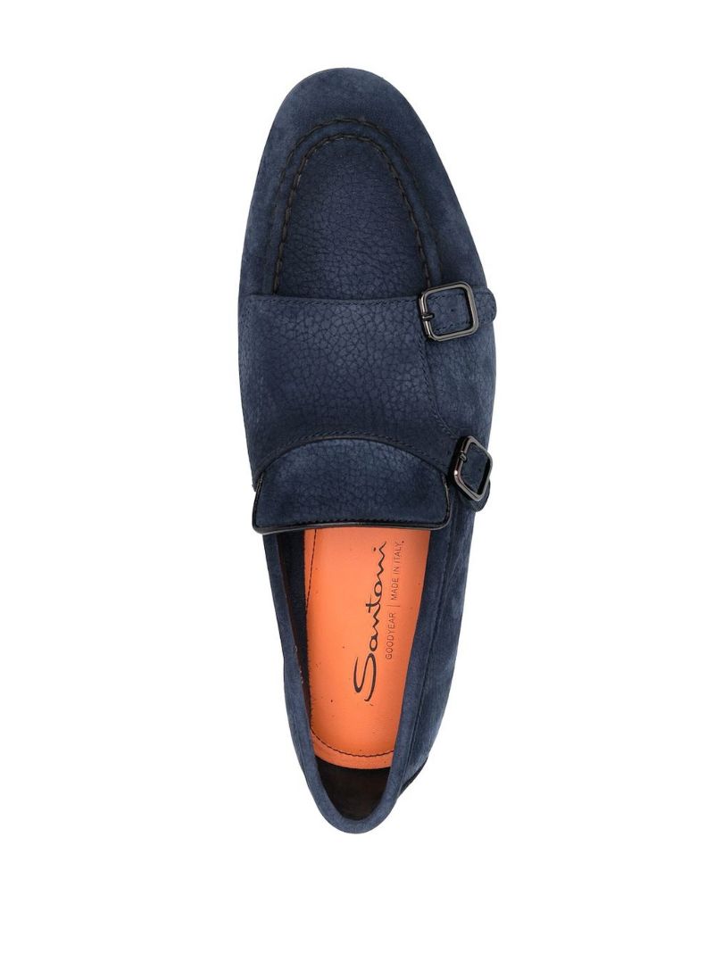 Blue Suede Monk Shoes