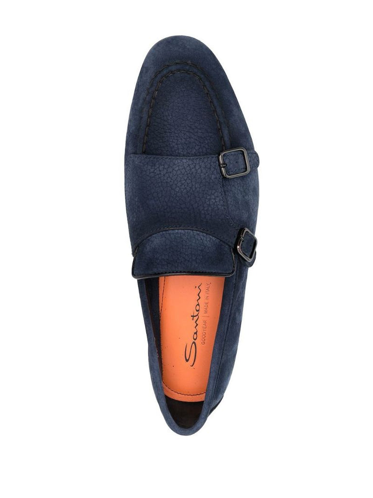 Blue Suede Monk Shoes