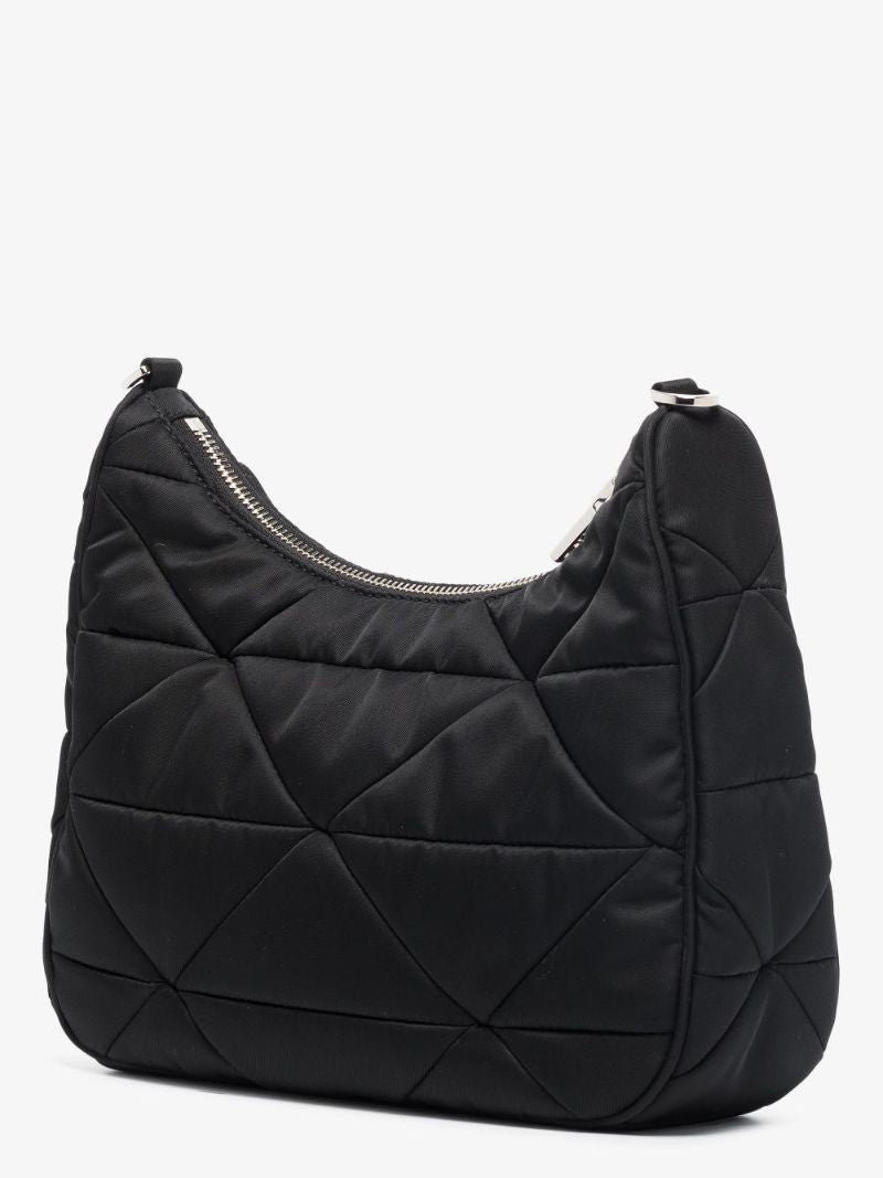 Black Re-nylon Quilted Cross Body Bag