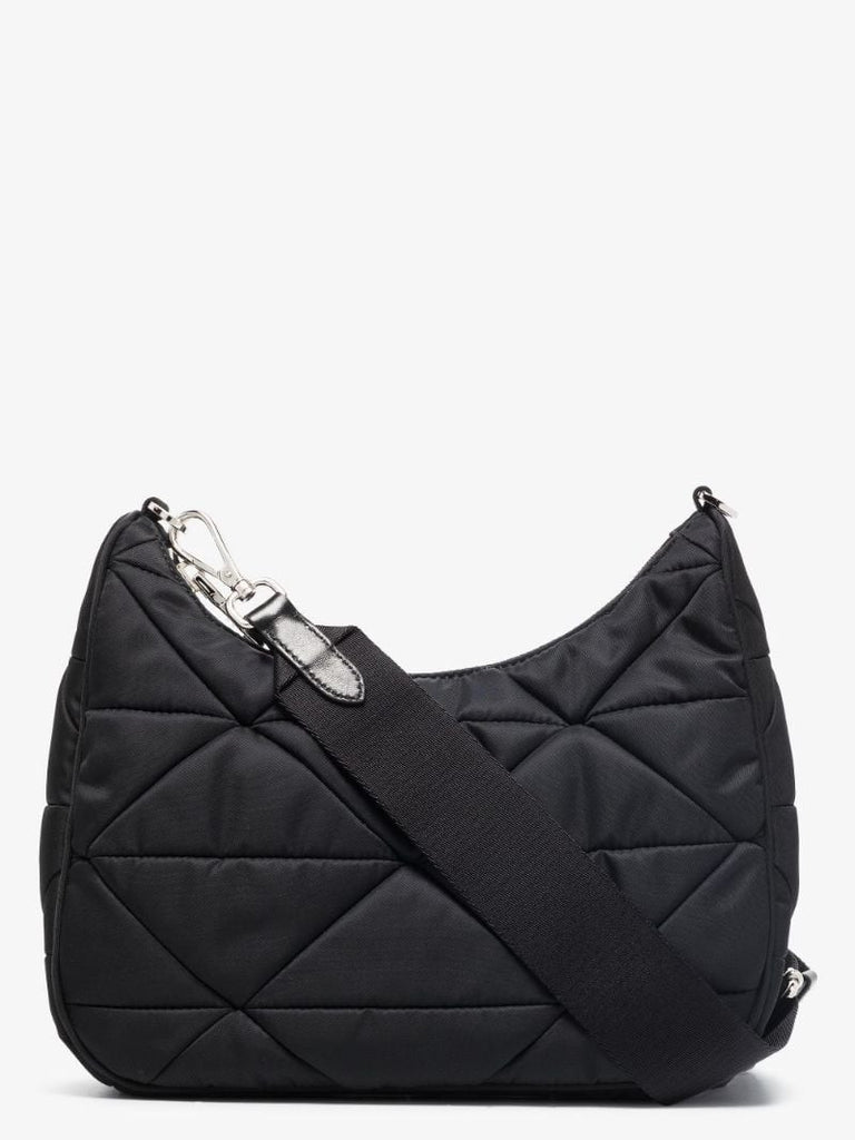 Black Re-nylon Quilted Cross Body Bag