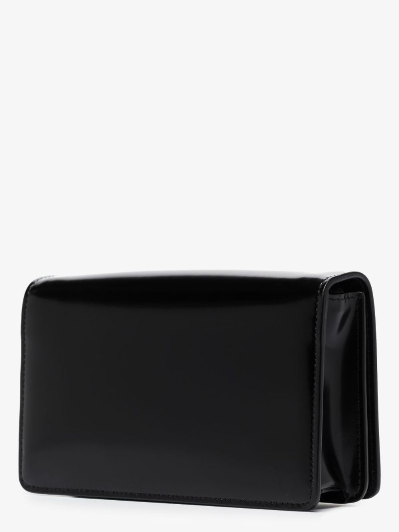 Black Spazzolato Logo Leather Cross Body Bag