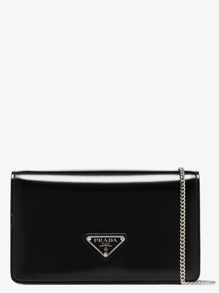 Black Spazzolato Logo Leather Cross Body Bag