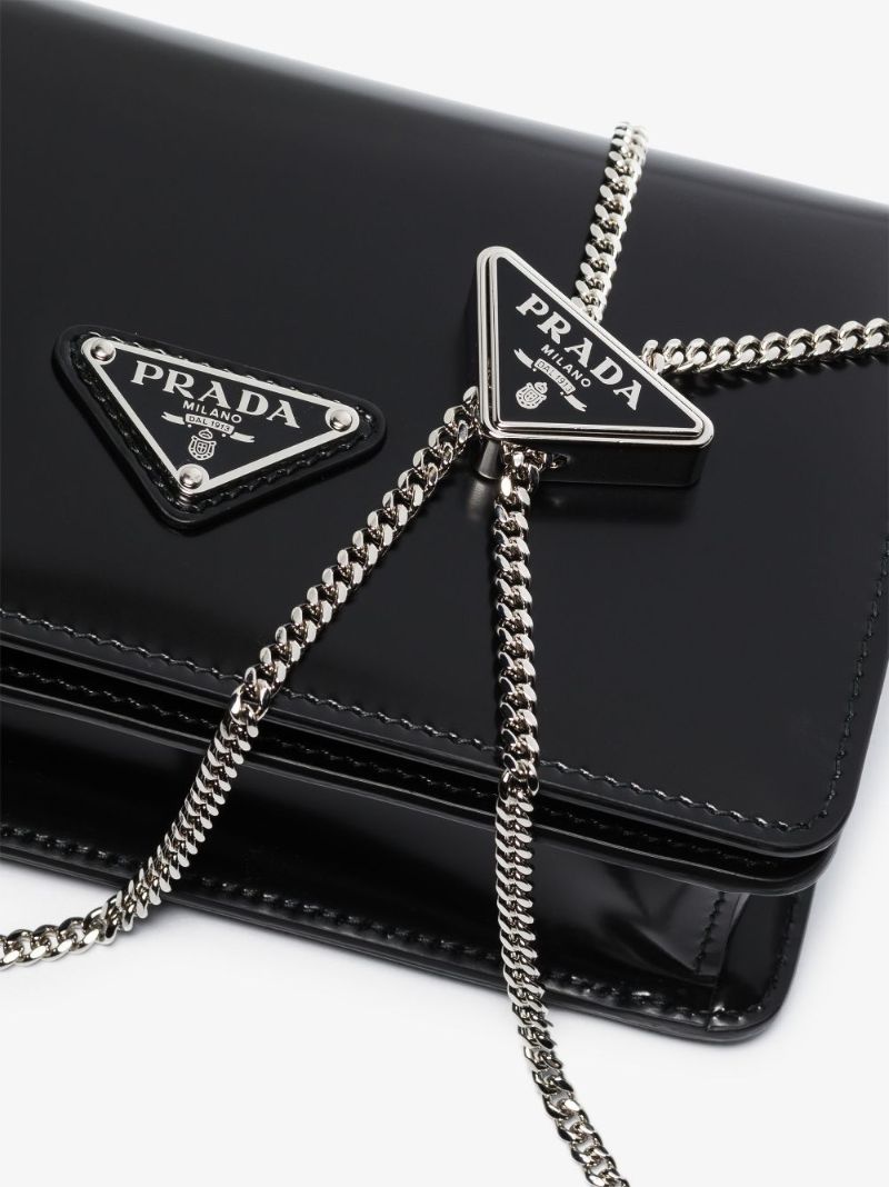 Black Spazzolato Logo Leather Cross Body Bag