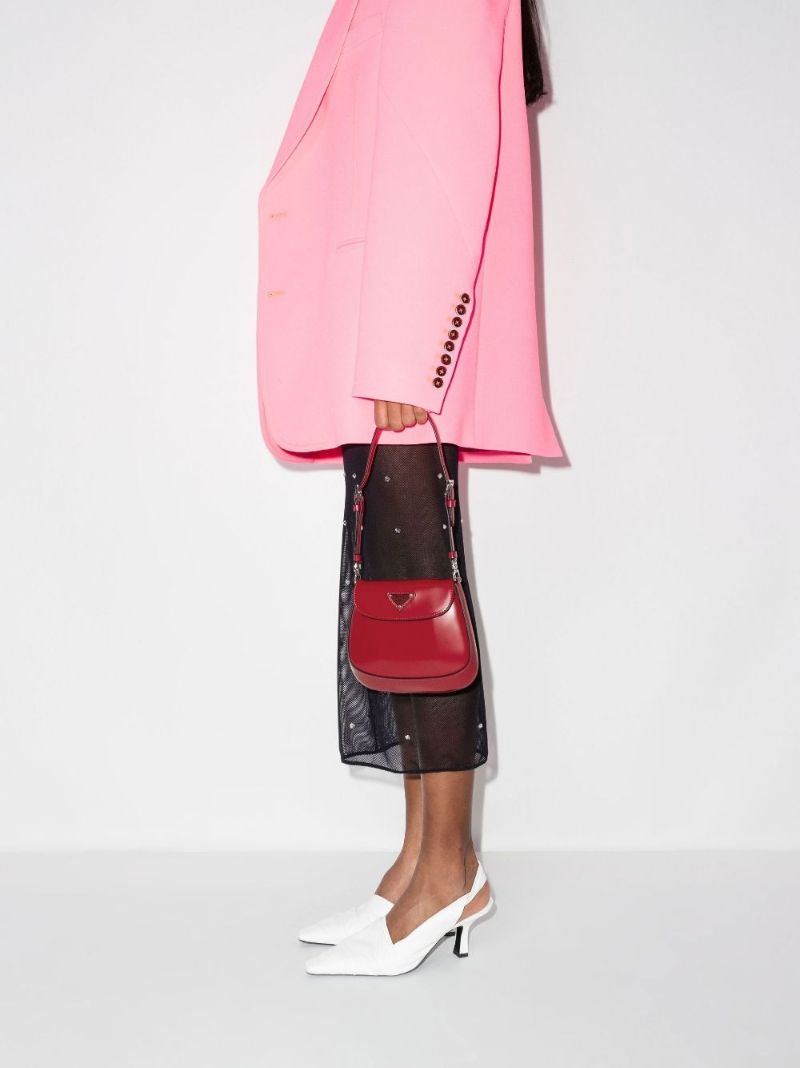 Red Cleo Mini Leather Shoulder Bag