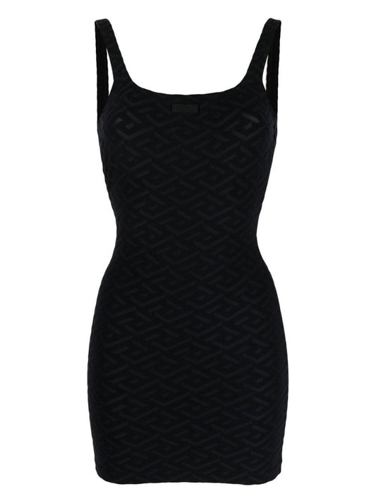 Black La Greca Towel Mini Dress