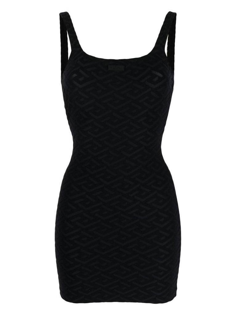 Black La Greca Towel Mini Dress