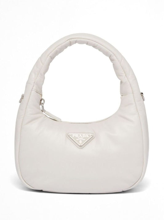 White Leather Padded Top Handle Bag