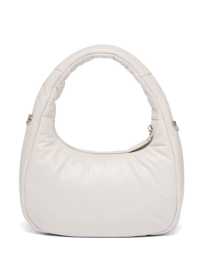 White Leather Padded Top Handle Bag