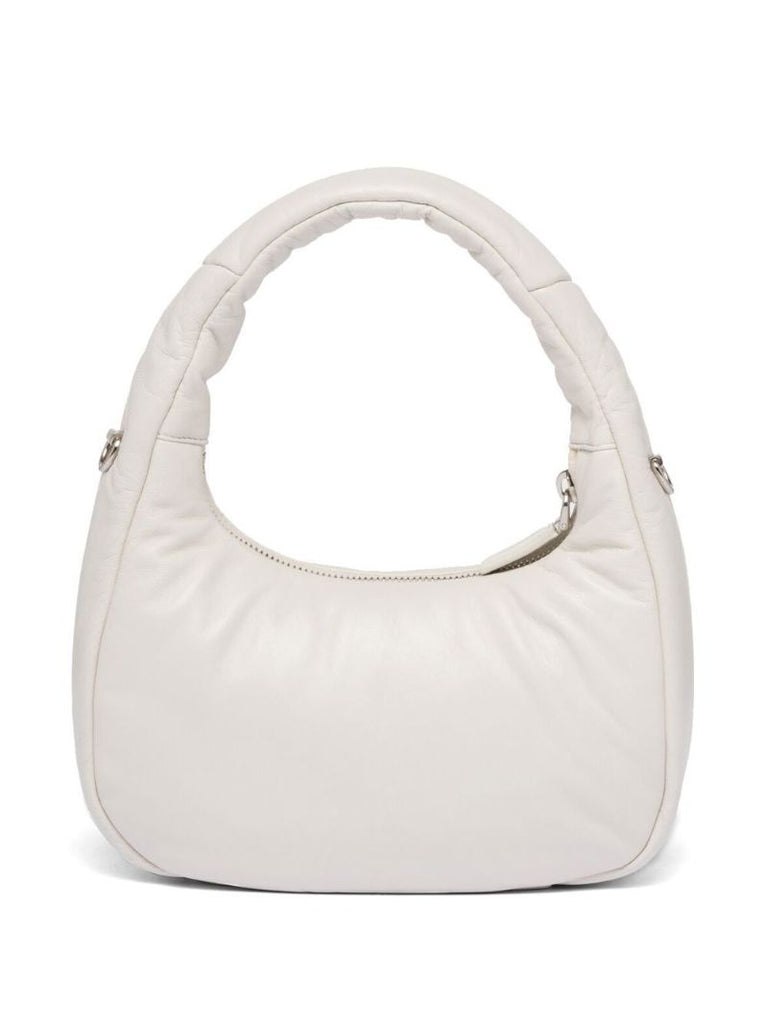 White Leather Padded Top Handle Bag