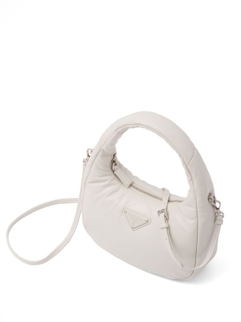 White Leather Padded Top Handle Bag