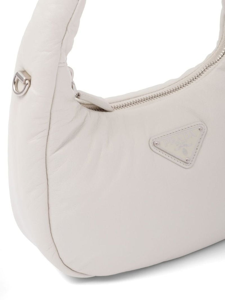 White Leather Padded Top Handle Bag