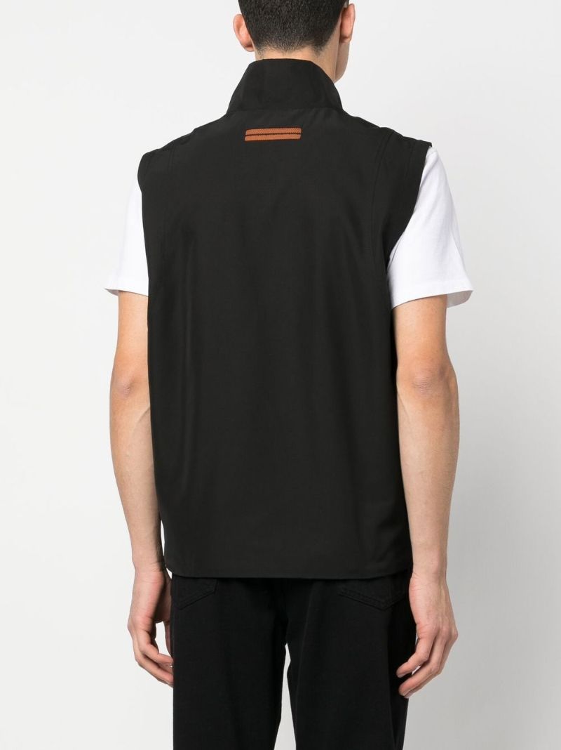 Black High Neck Zip-up Gilet