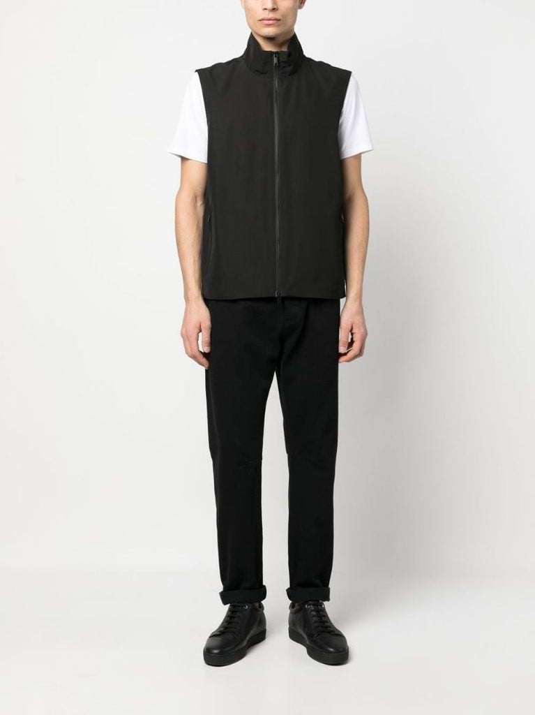 Black High Neck Zip-up Gilet