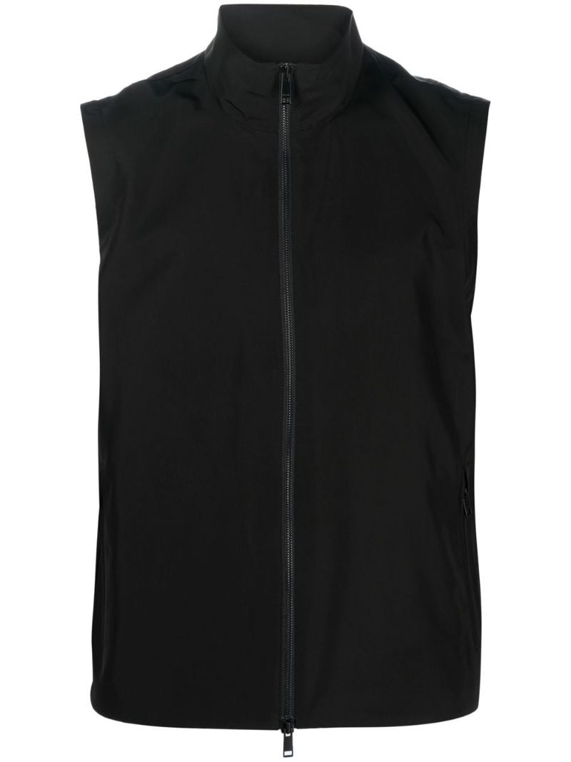 Black High Neck Zip-up Gilet