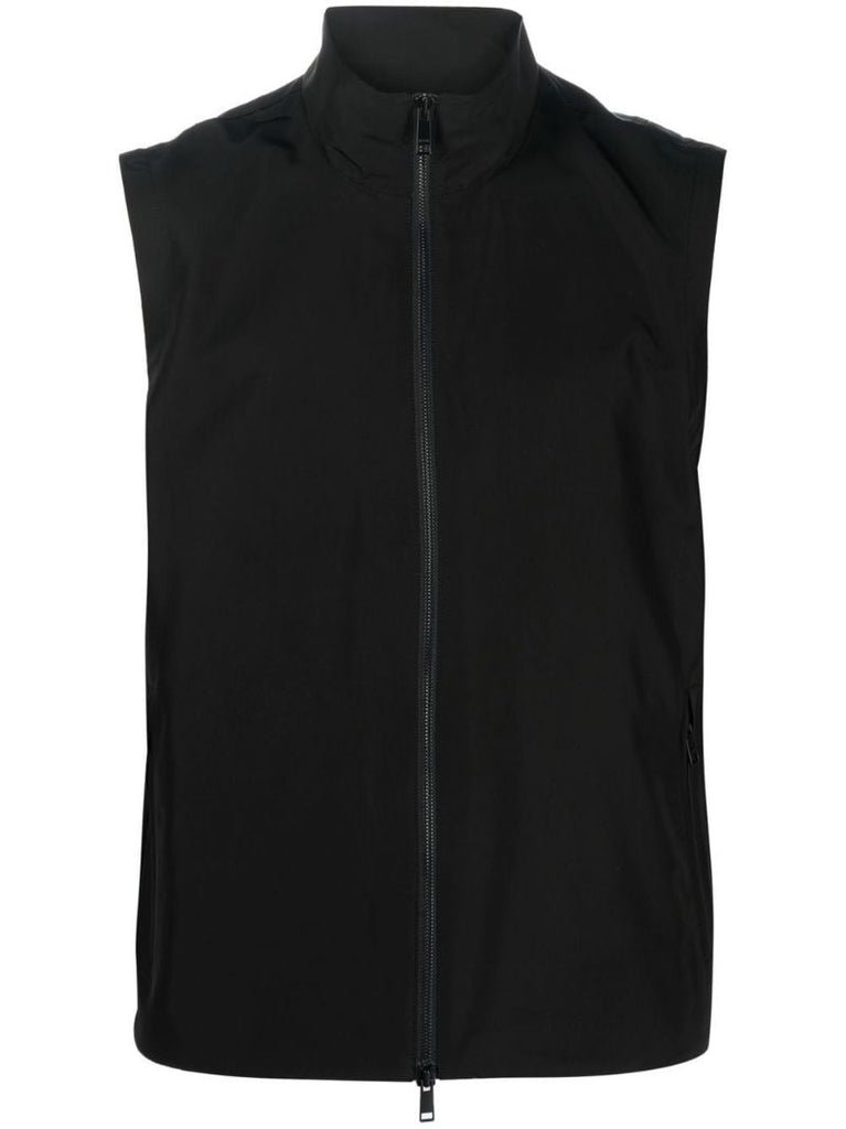 Black High Neck Zip-up Gilet