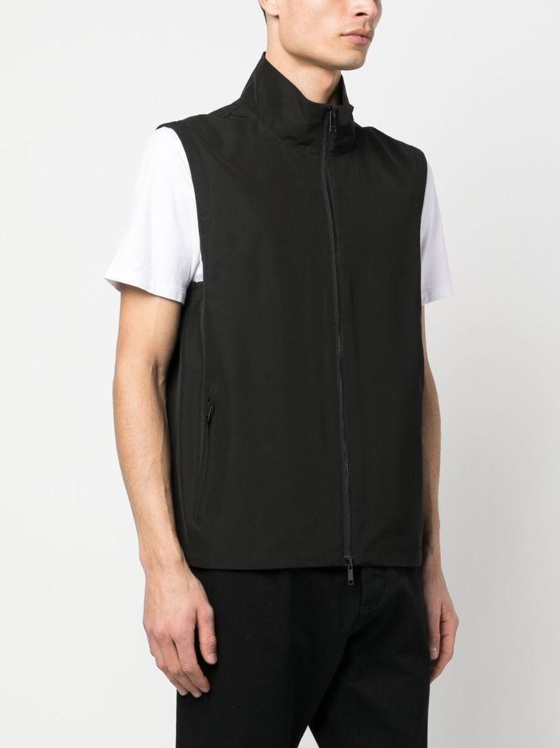 Black High Neck Zip-up Gilet