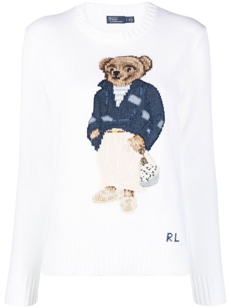 White Polo Bear Intarsia Jumper