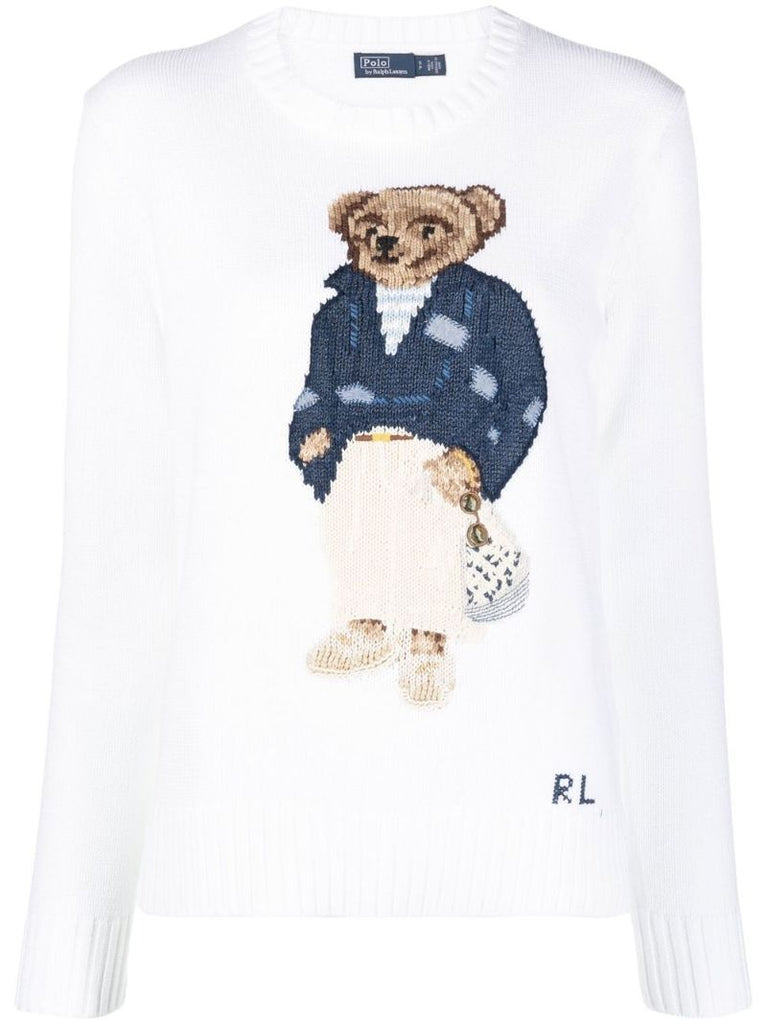White Polo Bear Intarsia Jumper