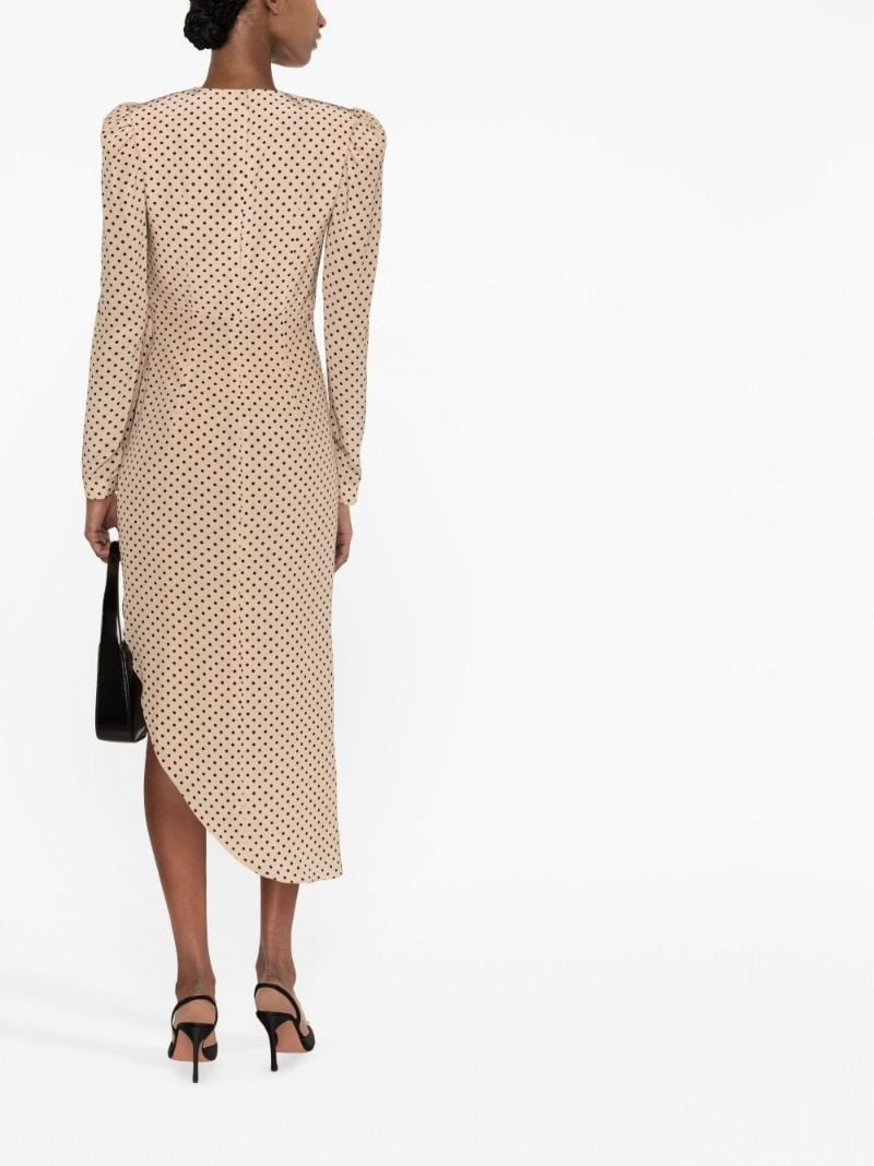 Neutral Polka Dot Silk Midi Dress