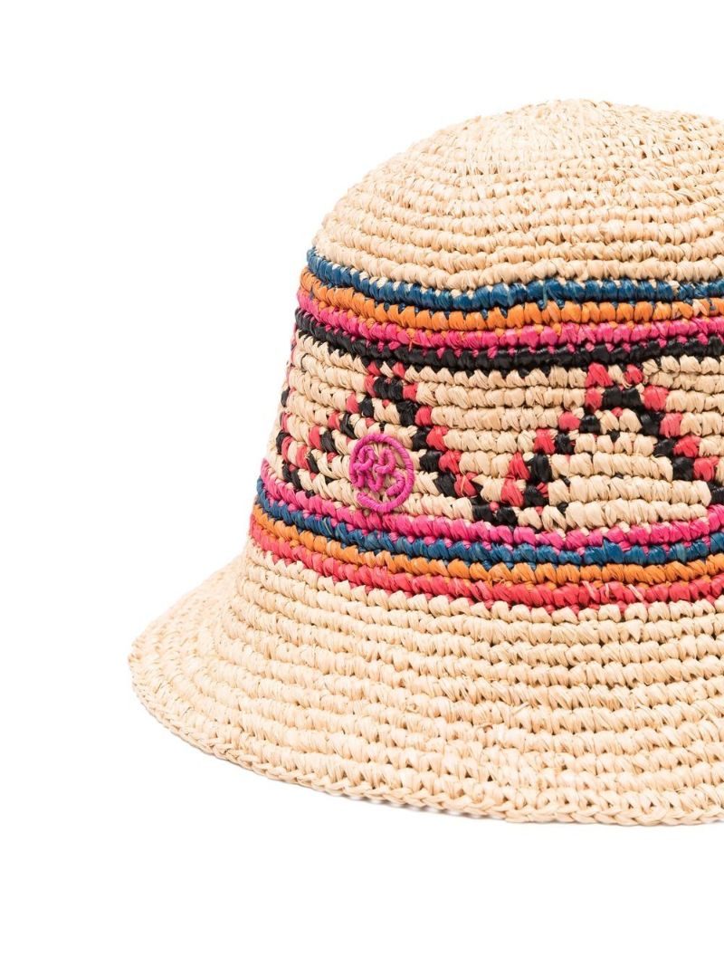 Neutral Straw Woven Bucket Hat