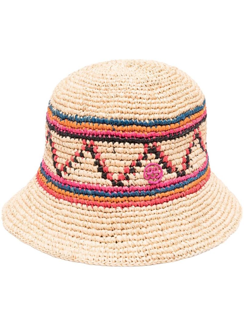 Neutral Straw Woven Bucket Hat