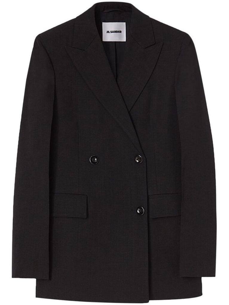 Black Double-breasted Tailored Blazer