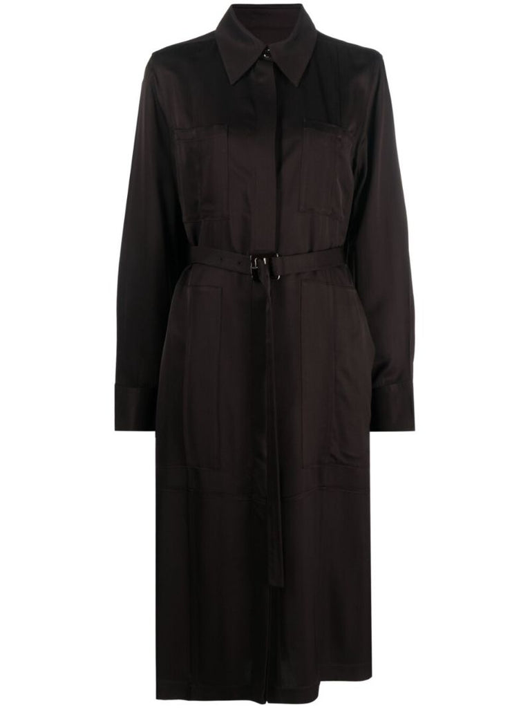 Brown Belted Shirt Dress
