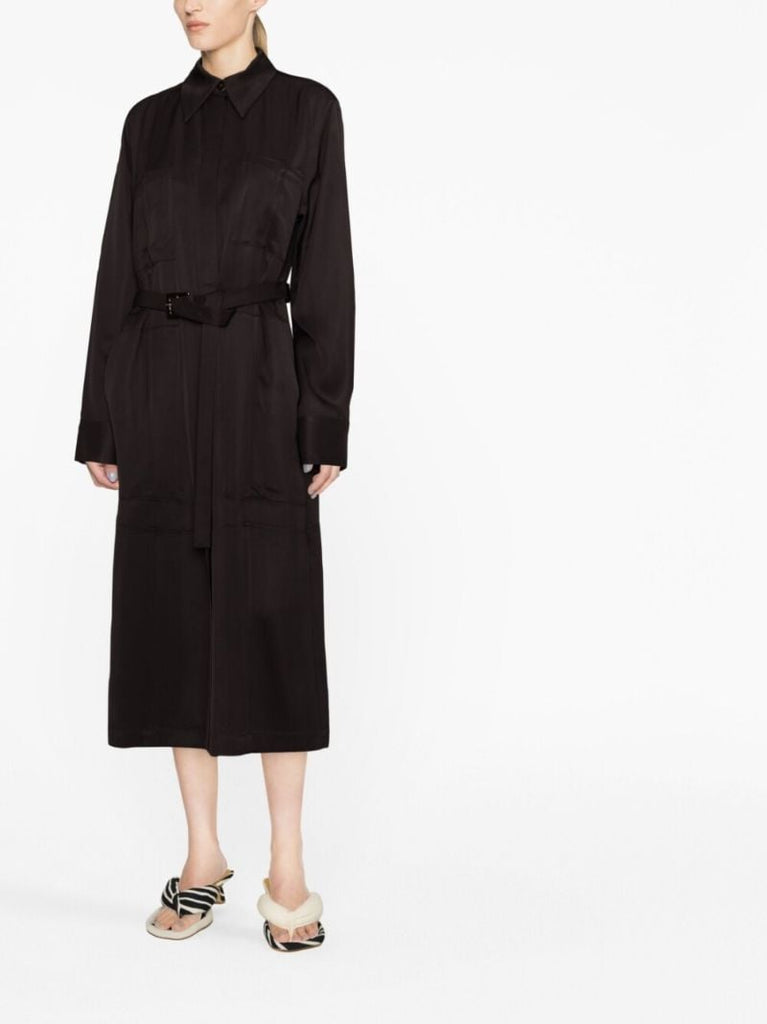 Brown Belted Shirt Dress