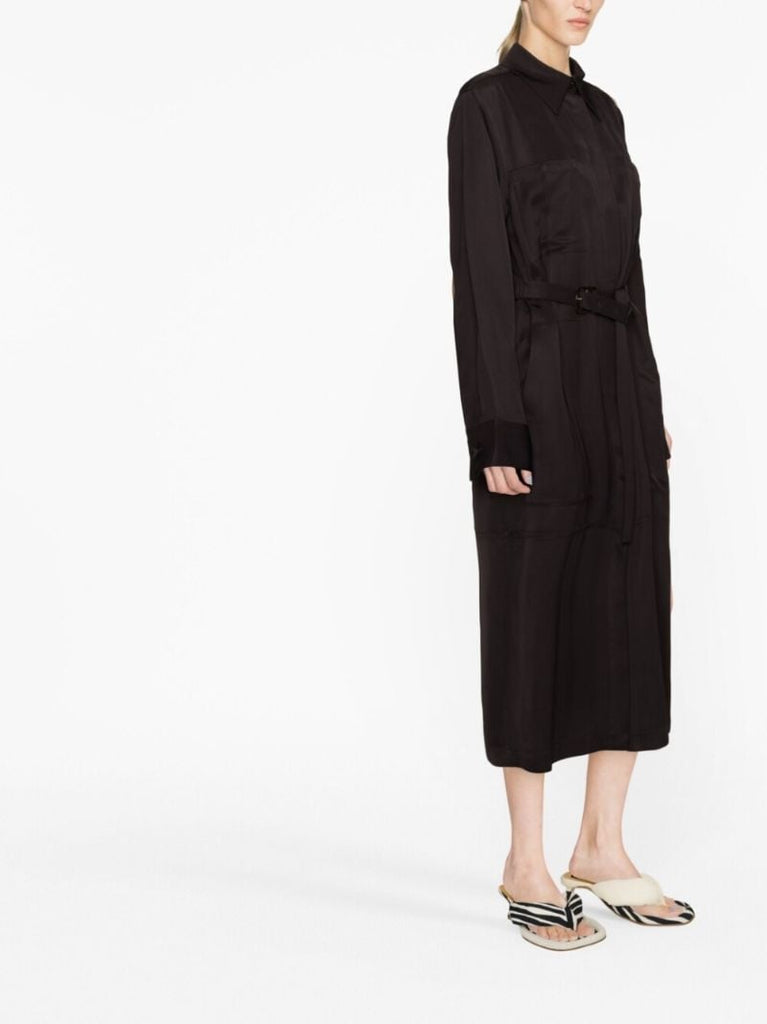 Brown Belted Shirt Dress