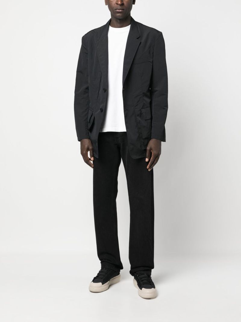 Black Crinkled Single-breasted Blazer
