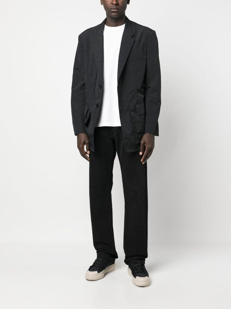 Black Crinkled Single-breasted Blazer