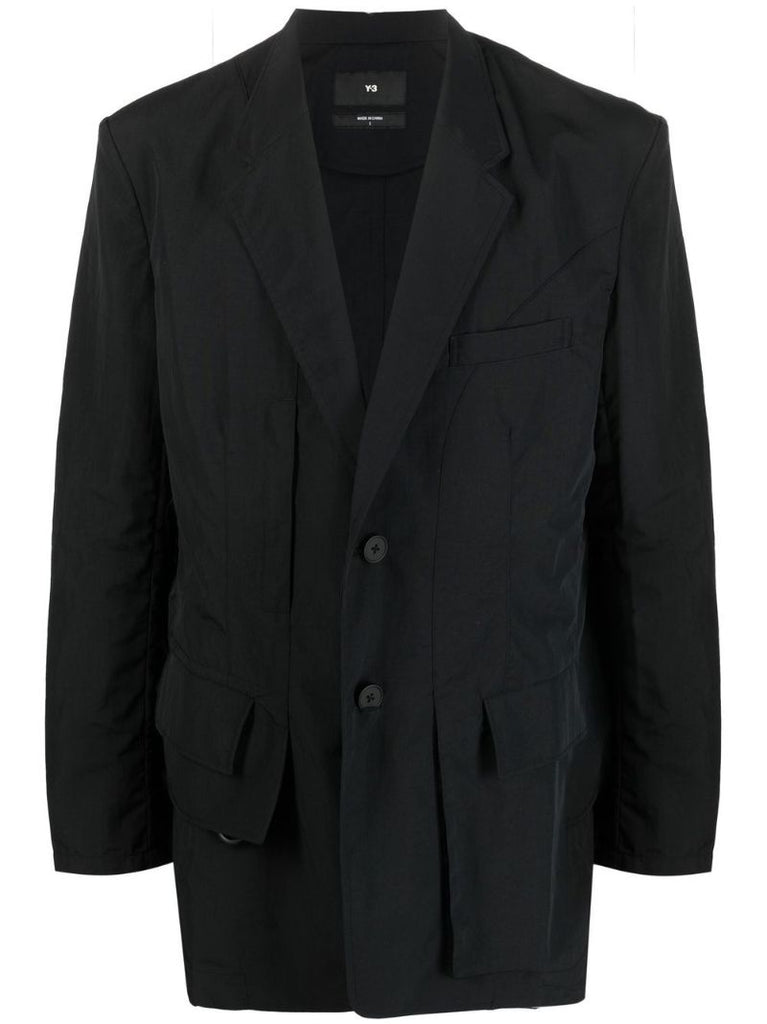 Black Crinkled Single-breasted Blazer
