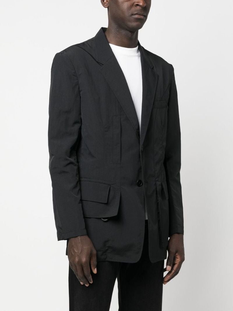 Black Crinkled Single-breasted Blazer