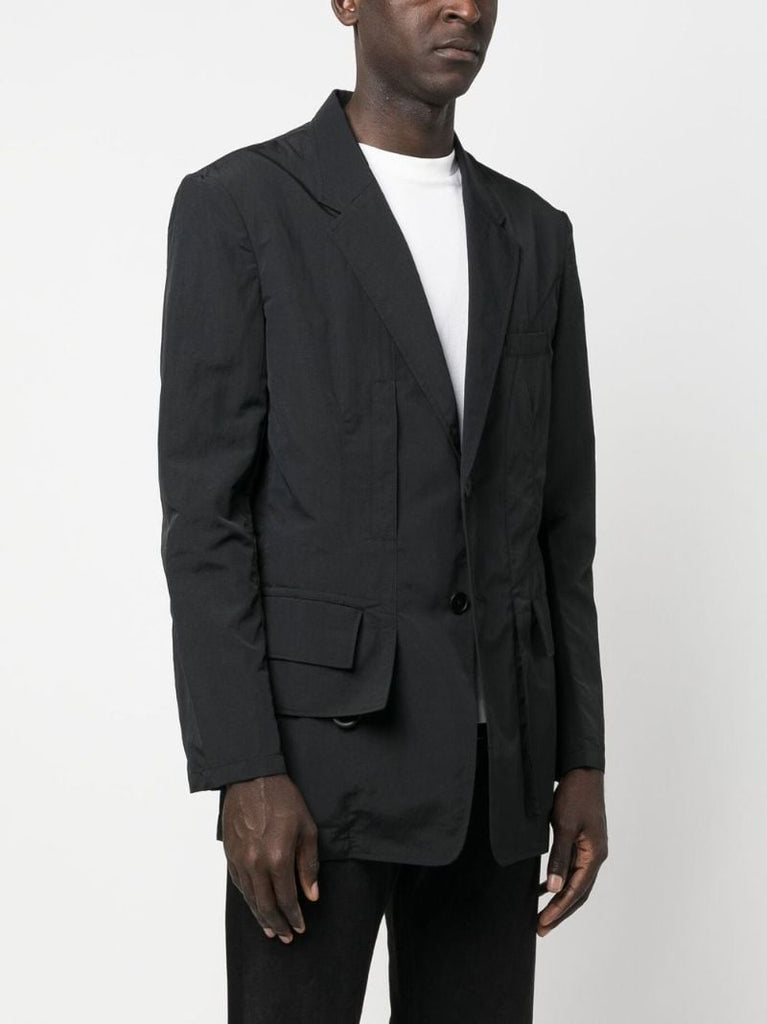 Black Crinkled Single-breasted Blazer