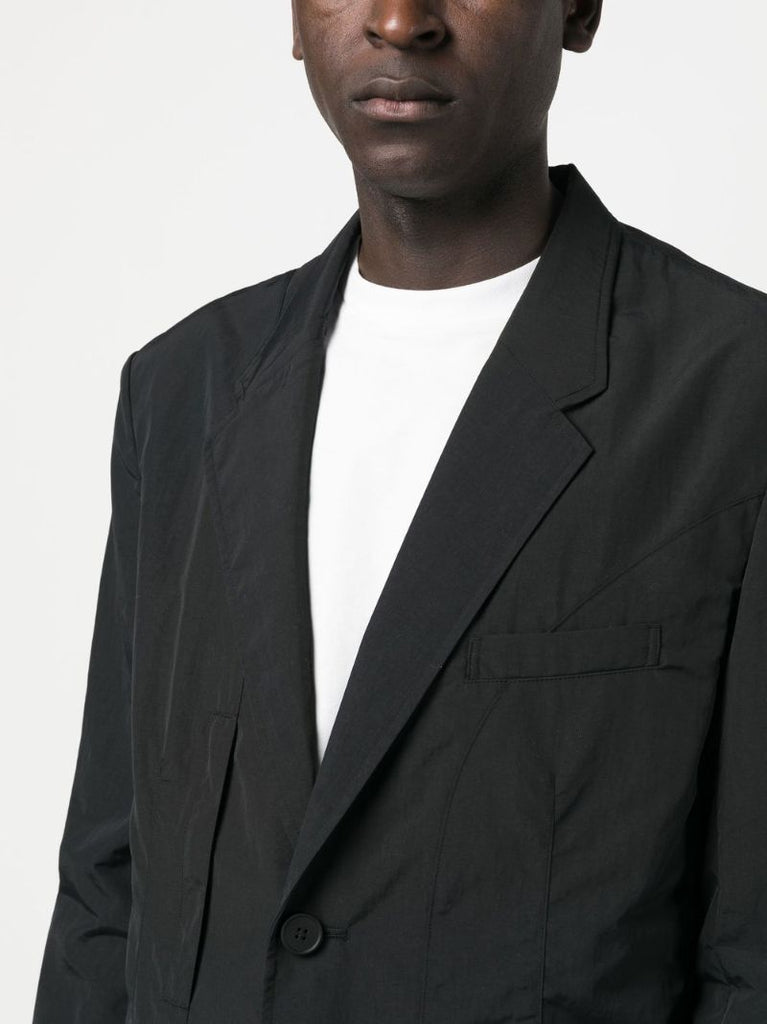 Black Crinkled Single-breasted Blazer