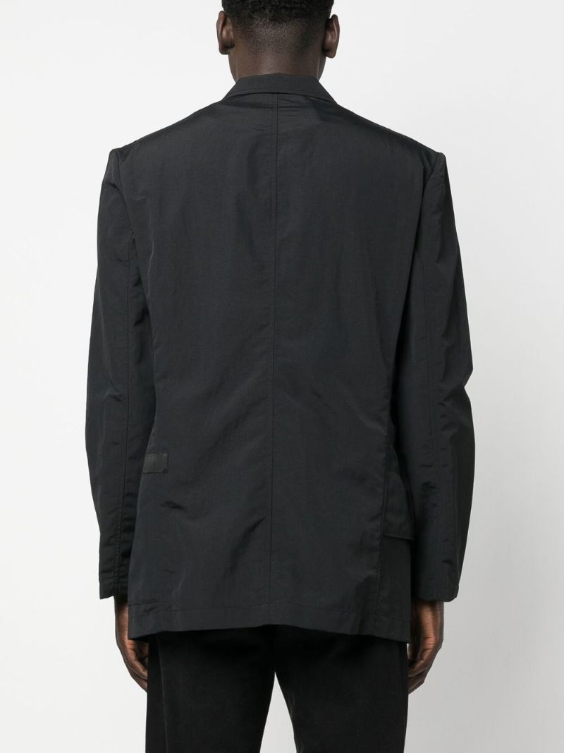 Black Crinkled Single-breasted Blazer