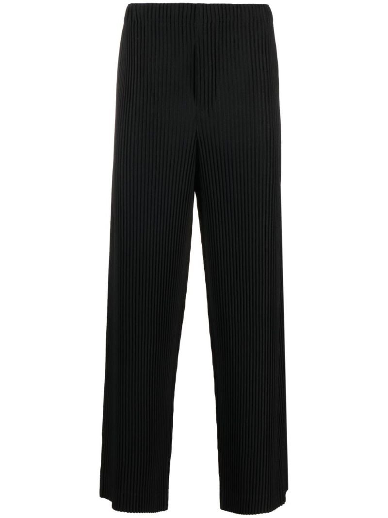 Black Pleated Straight-leg Trousers