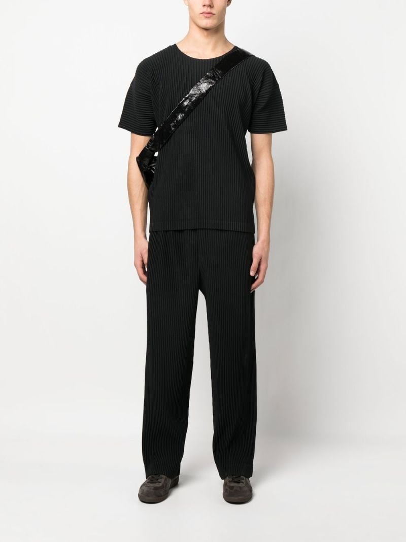 Black Pleated Straight-leg Trousers