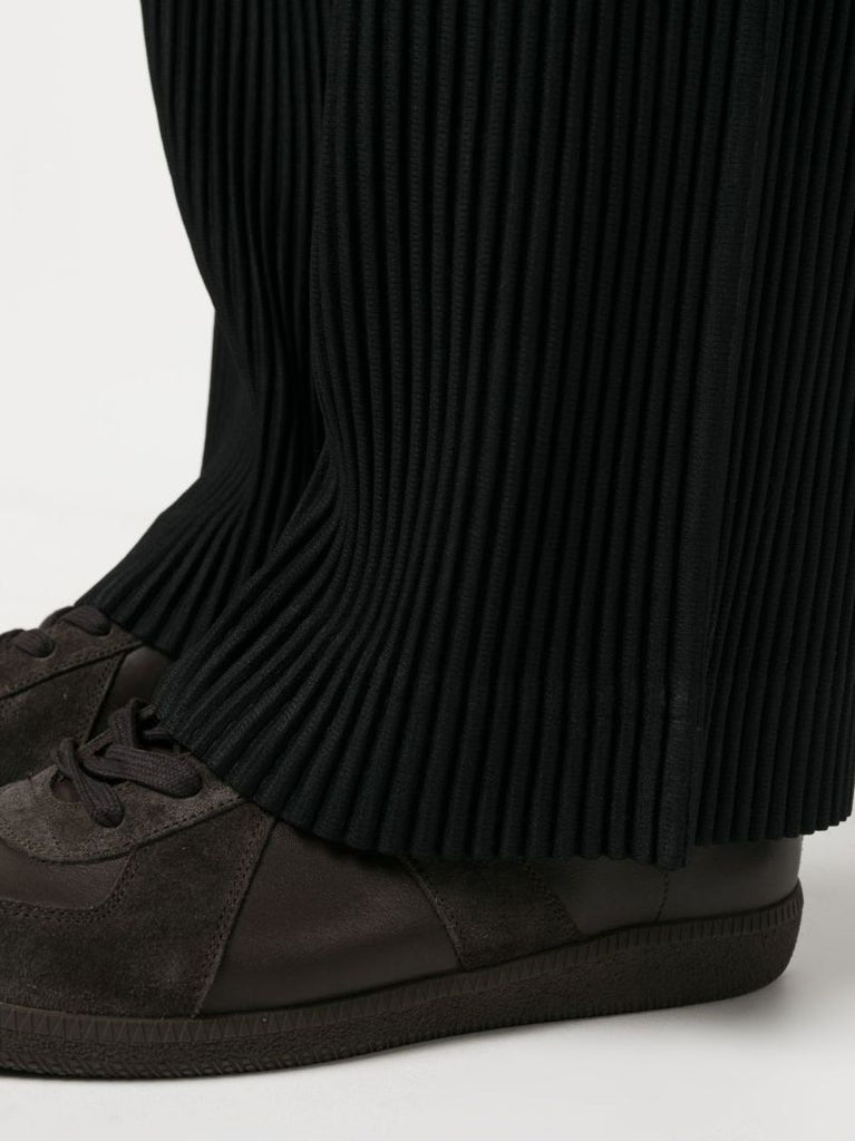 Black Pleated Straight-leg Trousers