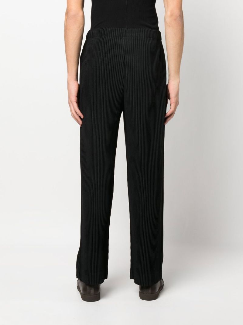 Black Pleated Straight-leg Trousers
