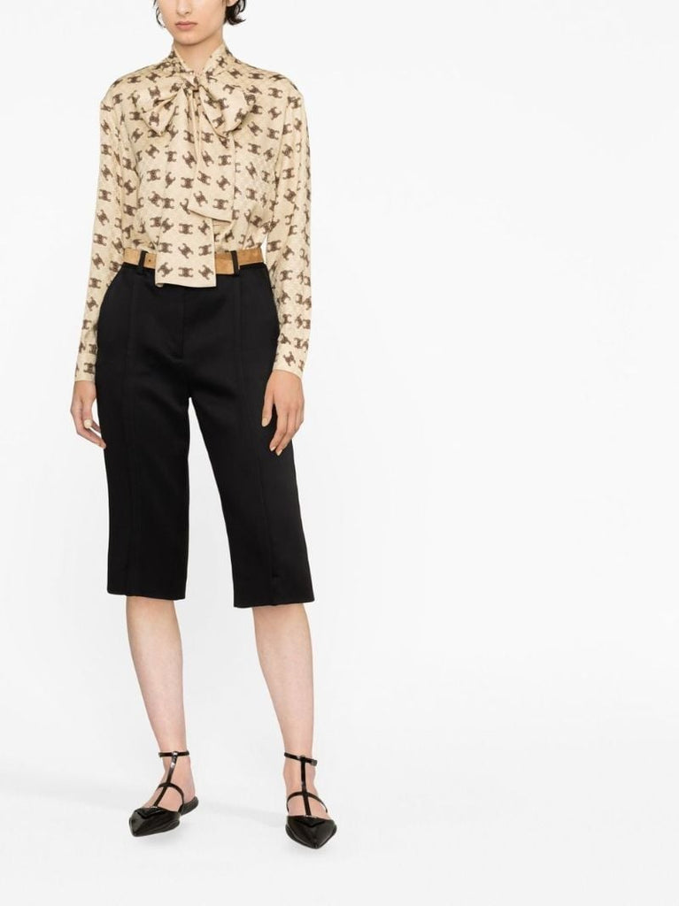 Neutral Monogram Silk Blouse